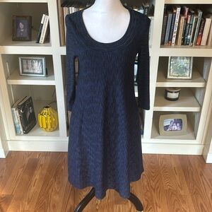 Anthropologie Saturday/Sunday Blue and Black Narva Swing Dress Size Small